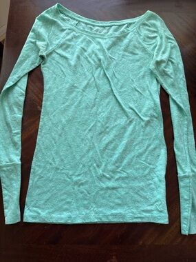 American Eagle Outfitters Mint Green Long Sleeve Boatneck Top